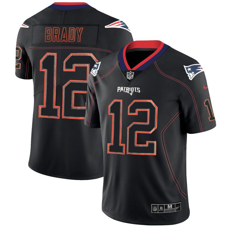 Men New England Patriots #12 Brady Nike Lights Out Black Color Rush Limited NFL Jerseys->new england patriots->NFL Jersey